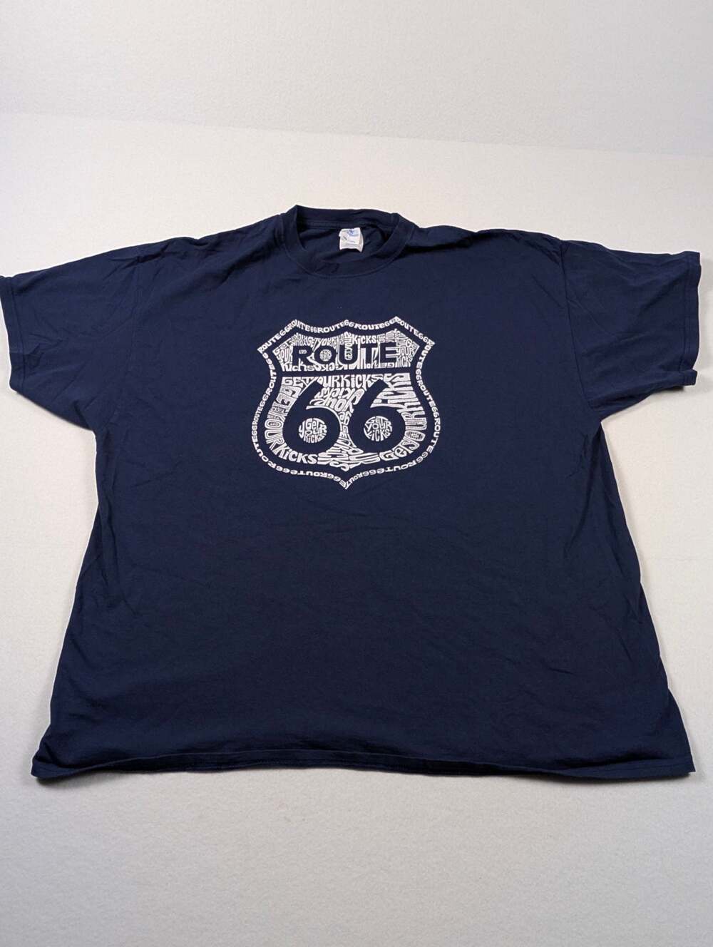 Port & Company Core Cotton Route 66 Get Your Kicks Word Art Navy T-Shirt Size 2X